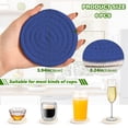 thumbnail image 3 of Haosy Set of 6 Drink Woven Coaster with Holder Heat Resistant Non-Slip Bar Coasters 4 Inches Dark Blue, 3 of 7