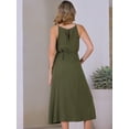 thumbnail image 3 of DARING DIVA Halter Neck Belted Casual Summer Midi Dress XS Army Green, 3 of 6