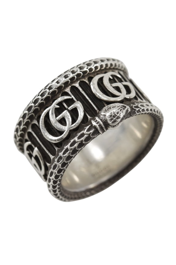 Pre-Owned Gucci Double G Snake Ring, Size 19.5, Sterling Silver 925, Approx. 16.3g, Men's.