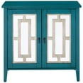 thumbnail image 3 of Hunter 2 Door Entryway Accent Display Cabinet With Adjustable Storage Shelf & Mirrored Doors, Antique Blue Wood, Contemporary, 3 of 9