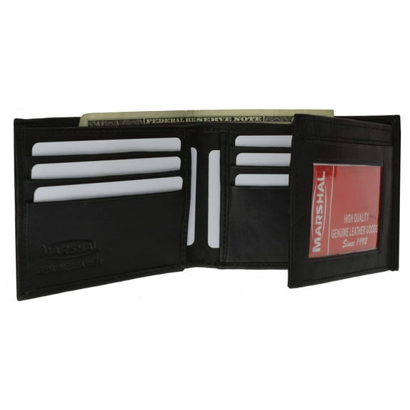 Bifold Cowhide Leather Wallet Outside Flap ID Card Holder 92 CF