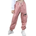 thumbnail image 4 of Girls' Drawstring Cargo Jogger Pants Multiple Pockets Elastic Cuff Casual Pants for 3-12 Years Old, 4 of 9