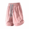 thumbnail image 4 of Womens Quick Dry Shorts High Waist Stretchy Straight Leg Bermuda Shorts with Pockets Casual Summer Athletic Lounge Pants Pink 2XL, 4 of 6
