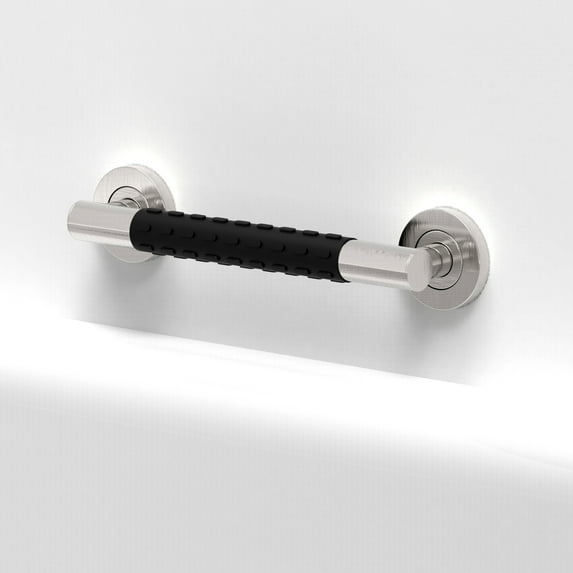 AmeriLuck 1-1/4 x 12in ADA Bath Safety Grab Bar with Anti-Slip Soft Grip, 500lbs Weight Support, Stainless Steel, Brushed Nickel