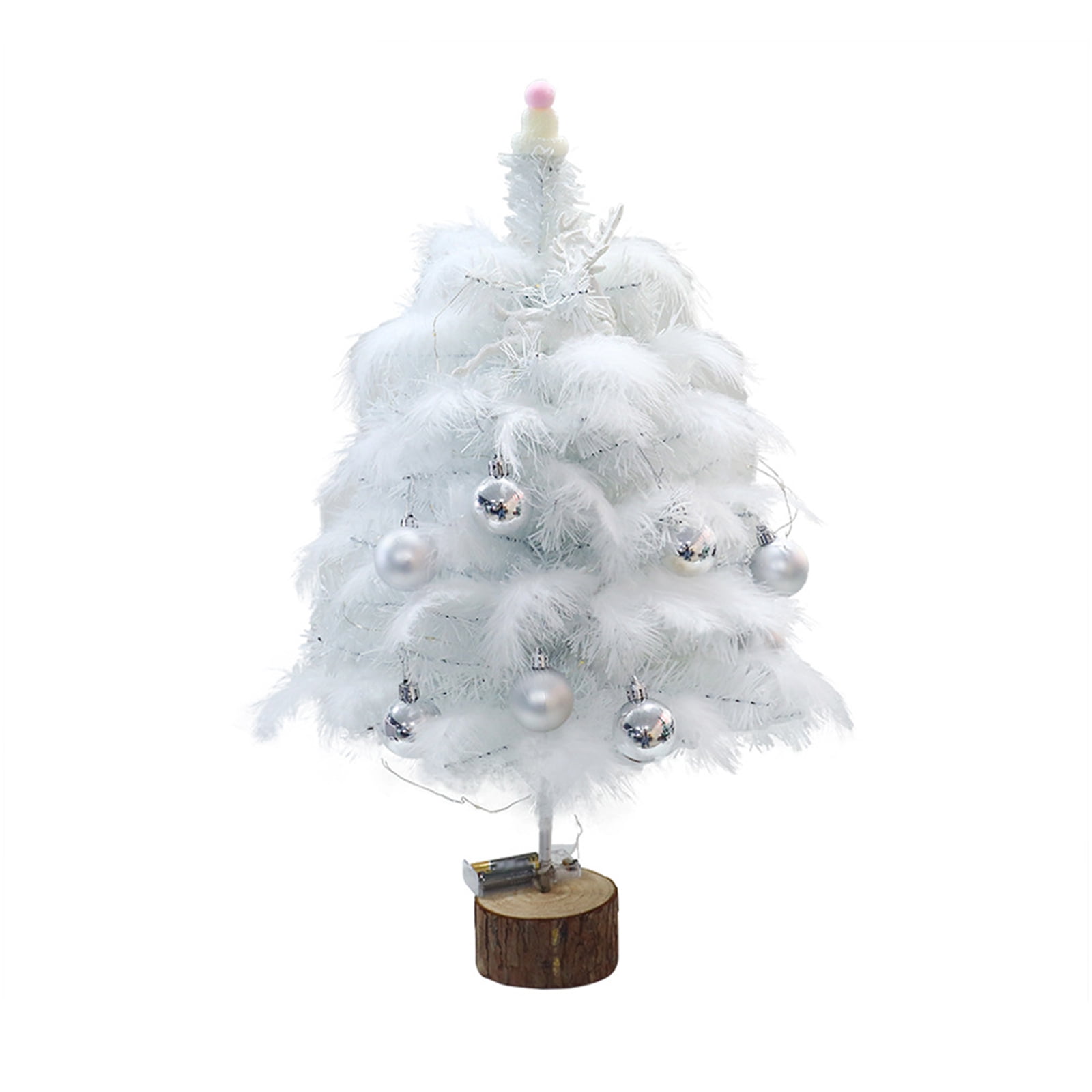 Mini White Christmas Tree with WarmWhite LED Lights DIY Tabletop