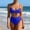 Blue(New), variant on PNTUTB Women's Summer Casual Solid Color Halter Neck High Waisted Two Piece Swimsuit Set