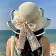 thumbnail image 3 of HAIJIE sun hat for women Ladies' Summer Small Floral Sun Hat Bow Ribbon Straw Hat Temperament Mesh Sun Hat Women Mens Gardening Hat Gardening Hat Mom Beach Hat Ponytail Hole Hat for Fisherman Hats fo, 3 of 3