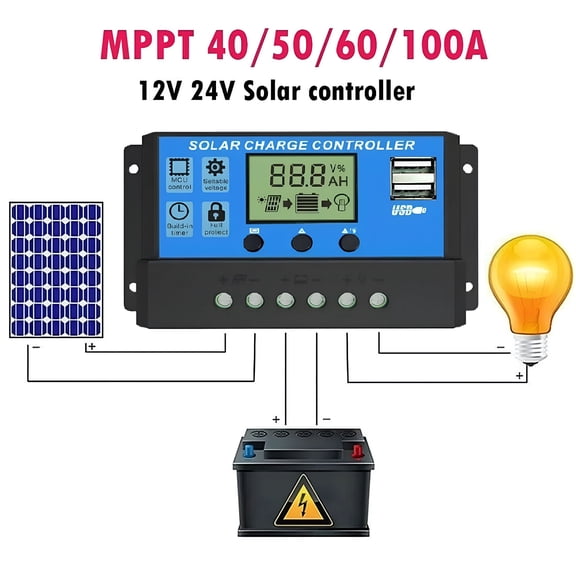 GJX 30A 12V/24V MPPT Solar Charge Panel Regulator Charge Controller Auto Focus Tracking
