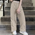 thumbnail image 6 of ATOGUTA Cargo Pants Girls Wide Leg School Uniform Pants Kids Elastic Waist Flowy Summer Beach Lounge Trousers with Pockets Size 5T-15, Khaki, 6 of 7
