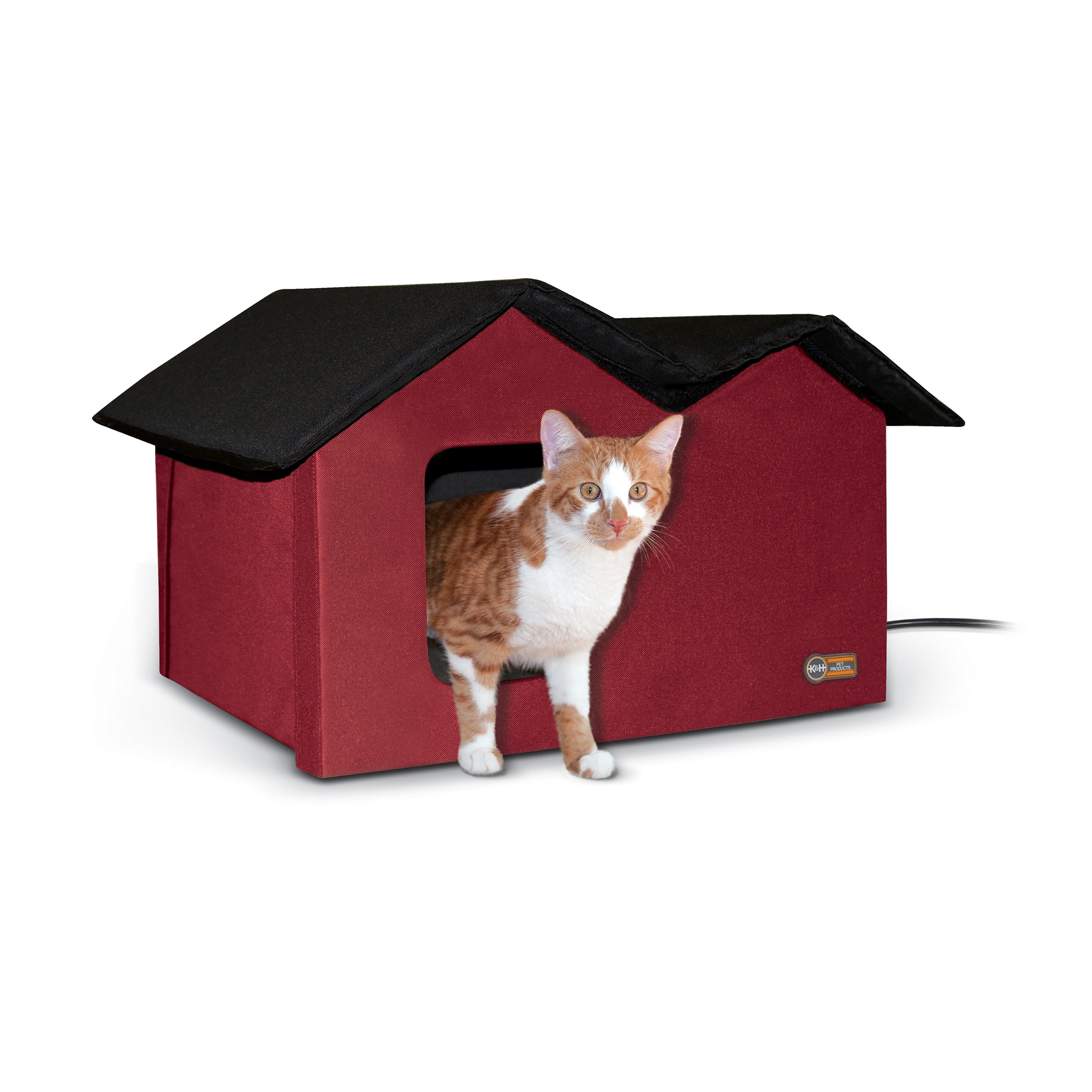 K&H Pet Products, Extra Wide Kitty House, Outdoor Heated Cat House, Red,  26-in 