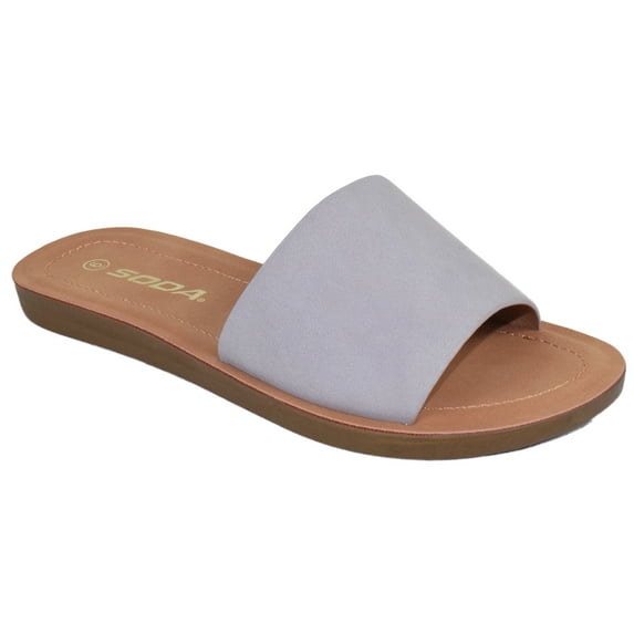 Soda Shoes Women Flip Flops Basic Plain Slippers Slip On Sandals Slides Casual Peep Toe Beach EFRON-S Lavender Light Purple 6