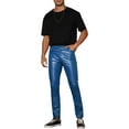 thumbnail image 2 of INSPIRE CHIC Faux Leather Pants for Men's Slim Fit Motorcycle Biker Skinny Trousers 28 Blue, 2 of 5