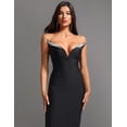 thumbnail image 4 of Vestido de fiesta BELLA BARNETT Deslumbrante negro con hombros descubiertos y cuello en V, 4 of 5