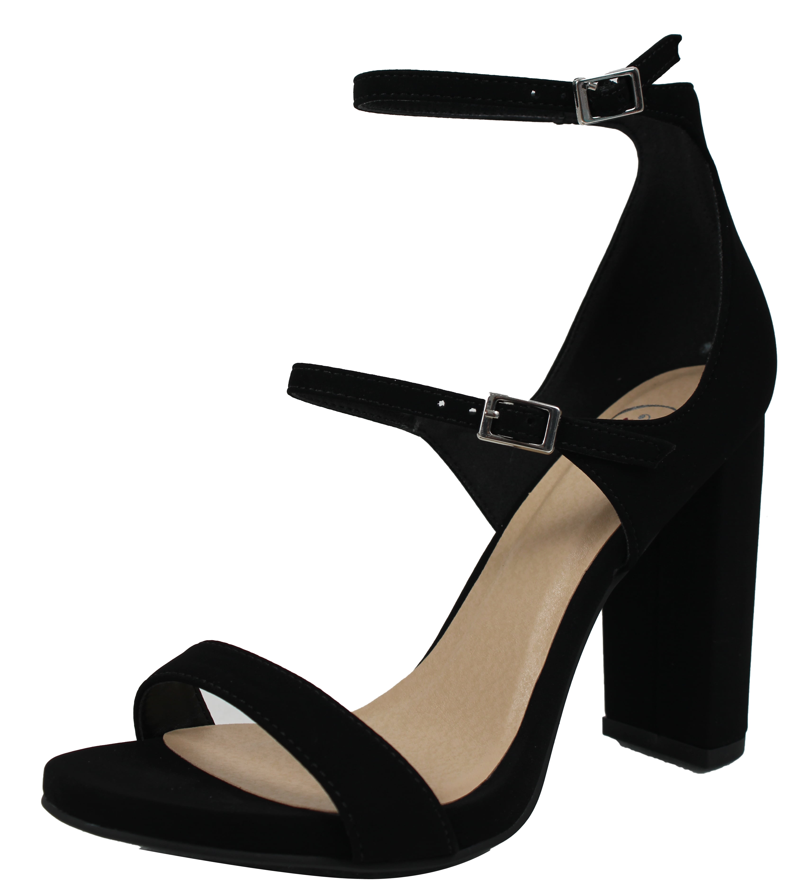 3 strap heels black