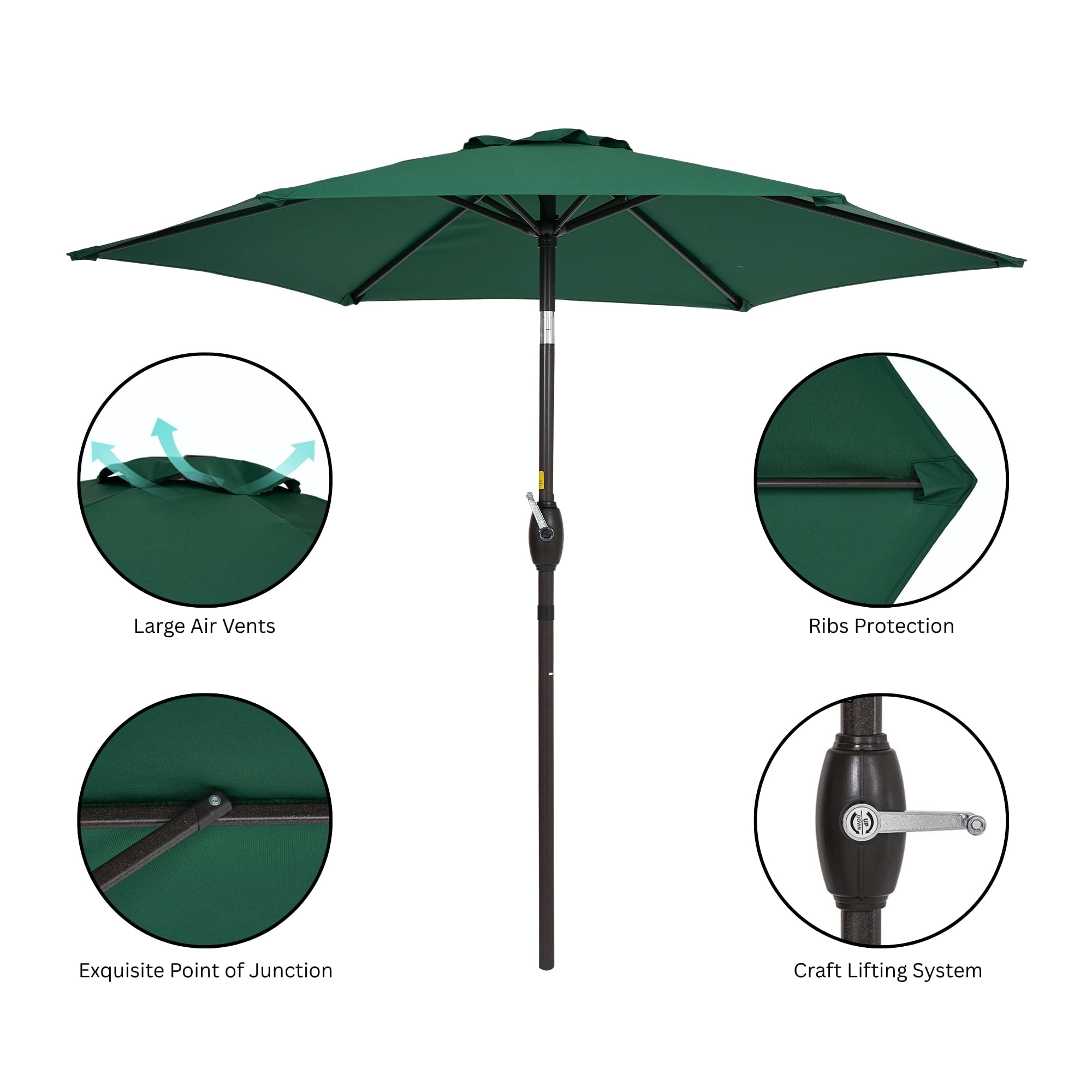 7.5FT Patio Market Table Umbrella, UV-Resistant Canopy and Tilt Button