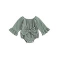 thumbnail image 2 of Newborn Baby Girl Ruffle Long Sleeve Romper 3M 6M 12M 18M  Bowknot Cotton Linen Onesie Bodysuit Cute Fall Outfit Clothes, 2 of 10