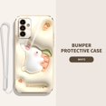 thumbnail image 3 of Funda Linda Samsung Galaxy M54 M14 A54 A24 A14 4G 5G Dibujos Animados Little White Rabbit Con Cuerda De Silicona De Lujo Galvanizada De Alta Calidad Agujero Fino Para Teléfono, 3 of 4