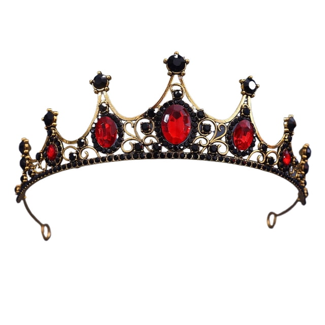 pitrice Couronne de Vampire Rétro Mariage Noir et Rouge Baroque Clip Cristal Multifonctionnel Cadeau Idéal Scène - Princesses et Noir-Rouge