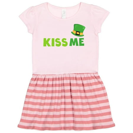 

Inktastic Saint Patrick s Day Kiss Me Green Top Hat Gift Toddler Girl Dress