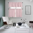 thumbnail image 4 of Pink Striped Kitchen Curtains Sets for Windows 36 Inch Length, Modern Simple Farmhouse Beige Vintage Rod Pocket Window Treatments Tier Curtains and Valances Set for Bedroom/Bathroom, 4 of 8