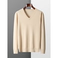 thumbnail image 4 of MVLYFLRT New Merino Wool Sweater Men's V-neck Pullover Top 2023 Autumn Winter Knitted Casual Loose 100% Pure Wool Jacket, 4 of 5