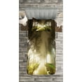 thumbnail image 3 of Ambesonne Forest Quilted Bedspread Set 2 Pcs, Water Channel Foggy City, Twin Size, White Green Brown, 3 of 3