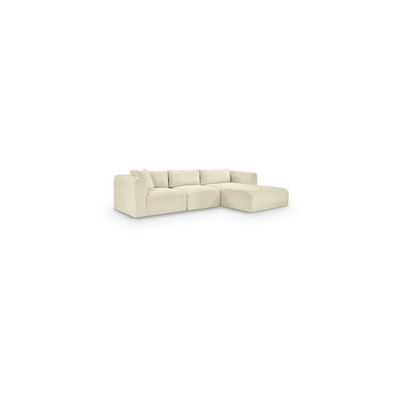 Meridian Furniture 3-Piece Cream Corduroy Performance Fabric Modular Sectional