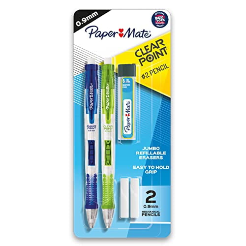 Paper Mate Clearpoint Mechanical Pencils and Lead Refills, 0.9 mm #2 Pencil | Pencils for School Supplies, 2 Pack