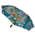 thumbnail image 3 of POBUDS Windproof Automatic Umbrella – Steel-Carbon Fiber Frame, UV-Blocking Black Coating Inside, Auto Open/Close - Colorful Ditsy Floral Print Christmas Tree, 3 of 8