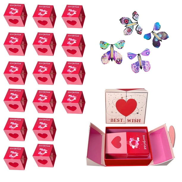 Caja sorpresa con sobre rojo rebotador - Caja de dinero para regalos de Navidad, propuestas y cumpleaños - 1 juego con bolsa y tarjetas