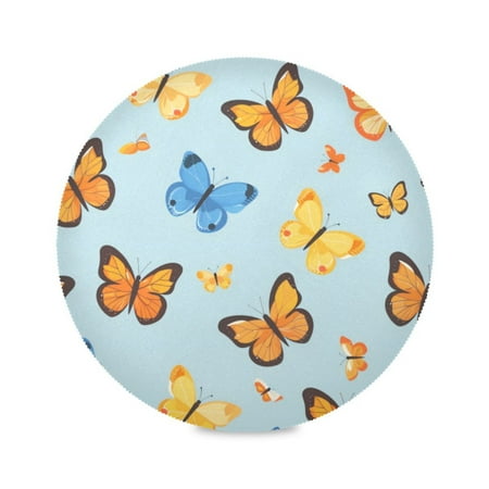 

Round Plate Mat 15.4x15.4 Inchesx6 Placemat Table Mat Kitchen Mat Coffee Mat Fabric Thick Strong Wear-Resistant Heat Resistance Orange Butterfly