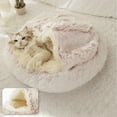 thumbnail image 1 of Plush Round Hooded Pet Bed, Warm Dog Bed For Small Dogs, Fluffy Soft Cat Bed,, 1 of 5