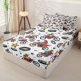 thumbnail image 2 of Manfei Sporty Motocross Zipper Twin Comforter Sets with Fitted Sheet and 2 Pillowcases,Cute Stars Zipper Bedding Set,White,Reversible,4pcs, 2 of 8