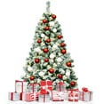 thumbnail image 1 of Patiojoy 4.5FT Pre-lit Artificial Hinged Christmas Pine Tree Snow Flocked Decoration Tree, 1 of 8