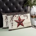 thumbnail image 3 of Waterproof Outdoor Throw Pillows with Inserts 12"x20", Texas Star Red Soft Decorative Pillowcases for Couch Bedroom, Farmhouse Berry Wooden Vintage Pillow Covers for Sofa Living Room, 3 of 8