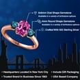 thumbnail image 2 of Gem Stone King 2.19 Ct Oval Pink Created Sapphire Blue Diamond 18K Rose Gold Plated Silver Ring, 2 of 6