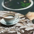 thumbnail image 3 of Ambesonne Garden Scene Fitted Round Tablecloth, Traditional Floral Art, 36"- 40" Diameter, Cream White Dark Sepia, 3 of 5