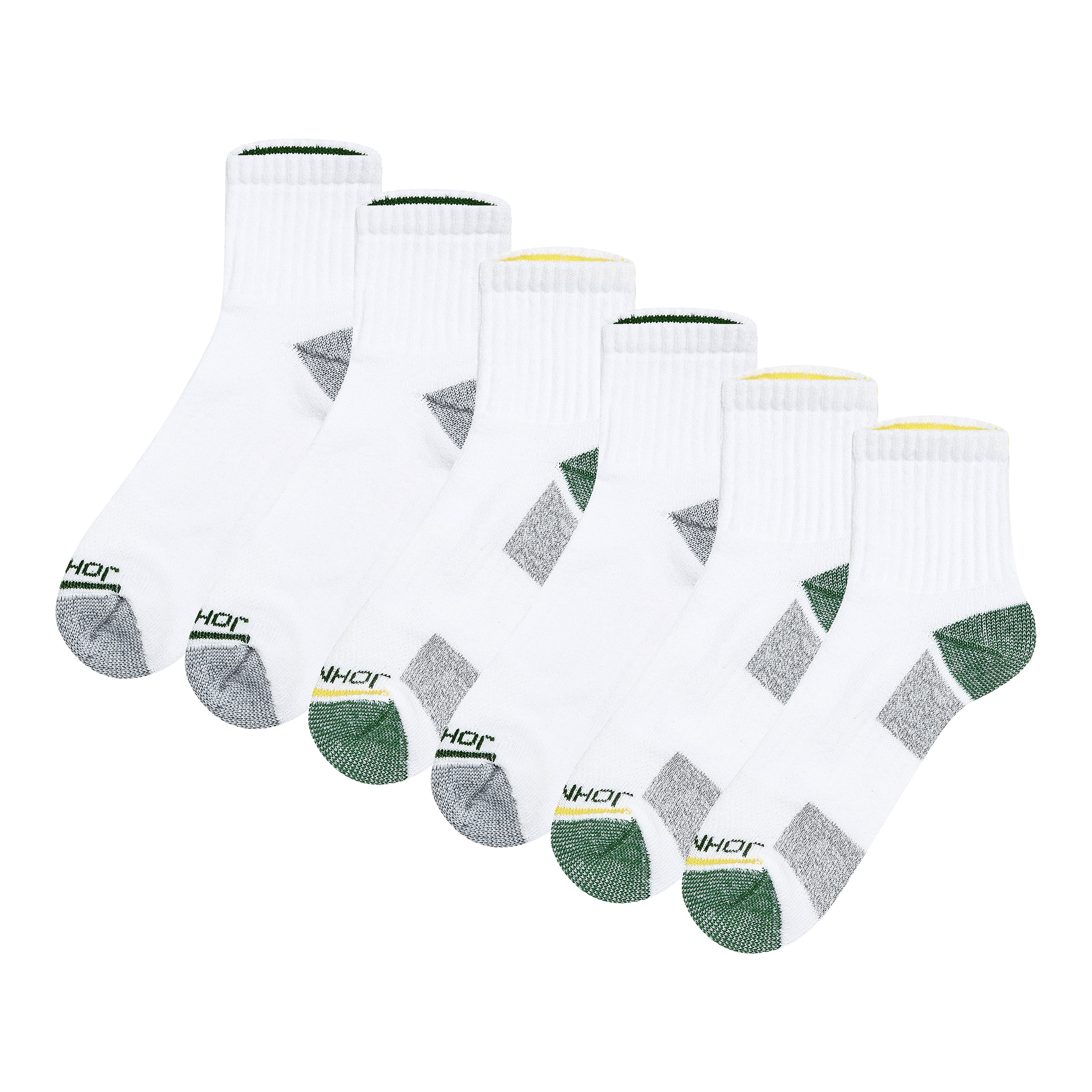 John Deere Men's Socks, Workwear Max Cushion High Ankle Socks, 6-Pack