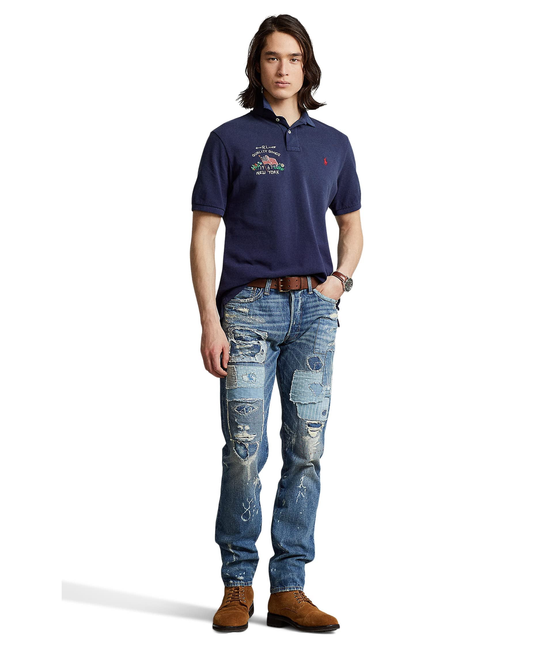Men's Classic Fit RL New York Polo Shirt Navy XXL - Walmart.com
