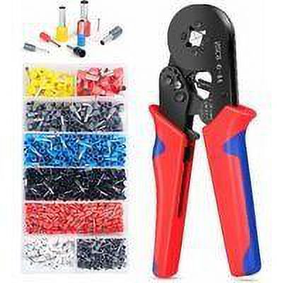 Alicates y alicates Kit de herramientas para engarzar virola con kit de terminales de virola de alambre de 1250 piezas, alicates para engarzar autoajustables, alicates para engarzar virola para AWG