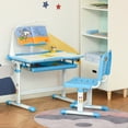 thumbnail image 2 of Kids Height Adjustable Table and Chair Set, Activity Desk with USB Light, Storage Drawer for Study, Activities, Arts, or Crafts, Blue and White, 2 of 9