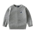 thumbnail image 1 of Aocisk Chandail Tricoté Garçon Automne Hiver Chaud Col Rond Brodé chandail Doux Décontracté Enfants Tout-Petits Confortable Gris 1-2 Ans, 1 of 3