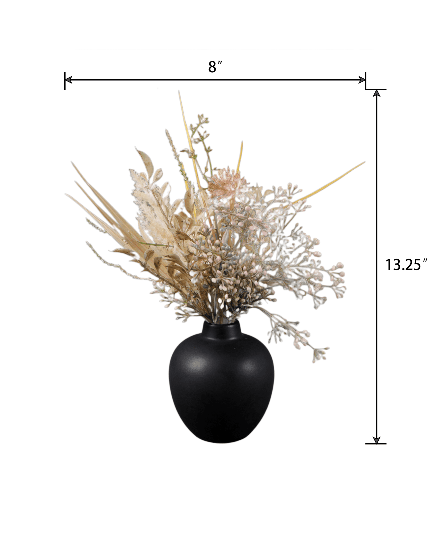 Home Decor Collection 13.3-inch Fall Leaves in Black Ceramic Vase – s Cozy Autumn Accent for Your Tabletop