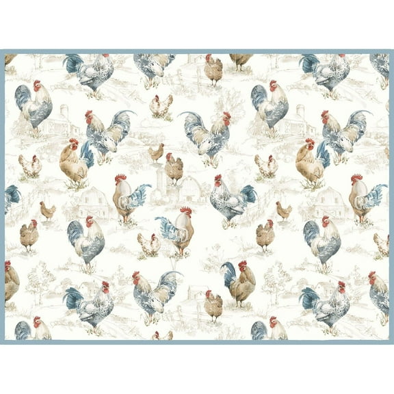 COUNTRYSIDE ROOSTER Countertop Dish Drying Mat, Machine Washable by Kay Dee