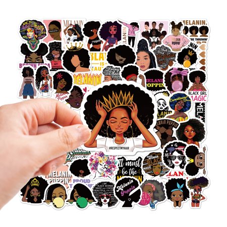 Xizioo 50 PCS Black Girl Stickers Melanin Stickers Blac…