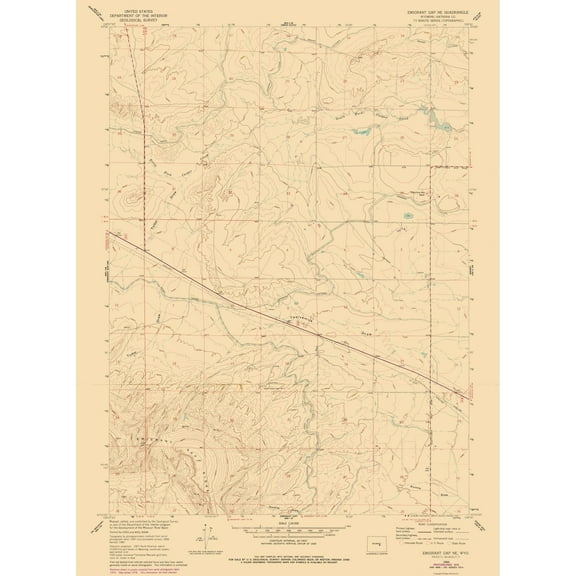 Topographical Map - Emigrant Gap Wyoming Quad - USGS 1960 - 23 x 31.27 - Vintage Wall Art