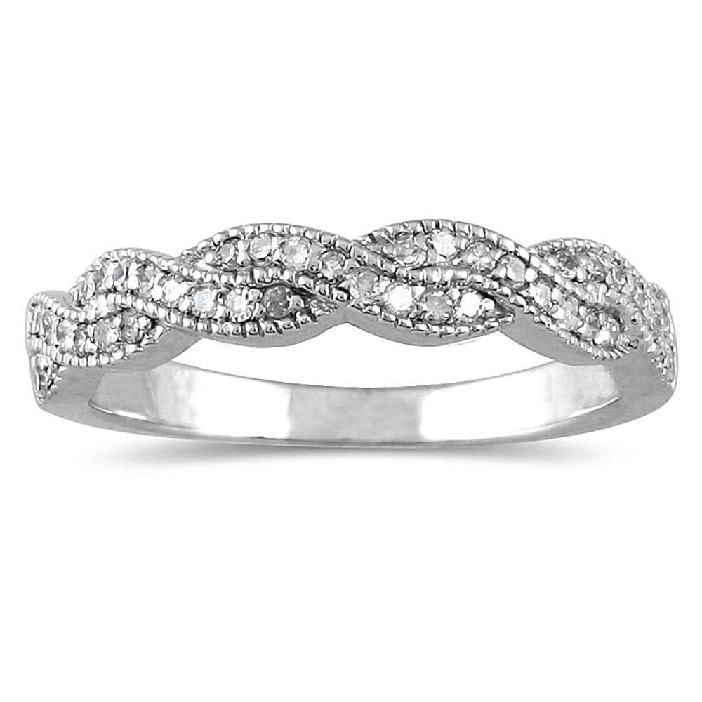 Szul Jewelry - 1/3 Carat TW Braided Diamond Wedding Band in 10K White ...