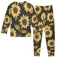 thumbnail image 2 of FORMRS Long Sleeve Top and Pants Pajama Set for Niños 2-Piece Sleepwear, Sizes 18M-8Y, Black Sunflower Pattern, 2 of 6