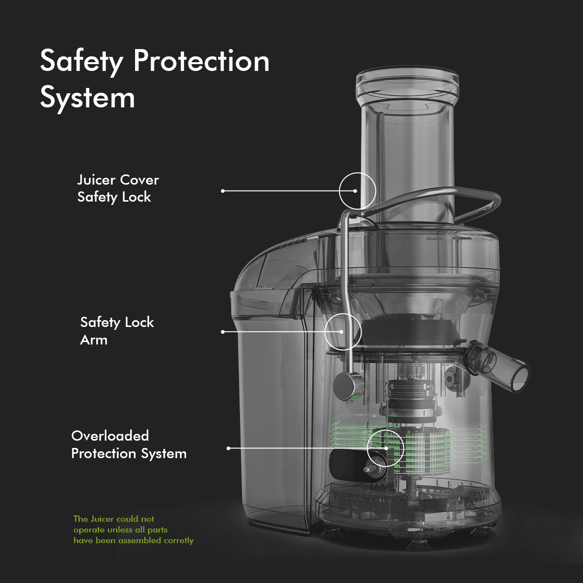 SiFENE 800W Centrifugal Juicer Machine, 3.2-Inch Wide Chute for Whole Fruits & Vegetables, Easy to Clean, Dual Speed Fruit & Vegetable Juicer, Compact Home Kitchen, Gray