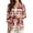 Aztec Tribal Geometric Red, variant on Womens Faux Linen Blazer Casual Lapel Design Suit Jacket with Pockets Blue Tropical Palm Tree Print Linen-Like Cardigan Coat for Spring Fall 3/4 Sleeve Work Blazer, 2XL